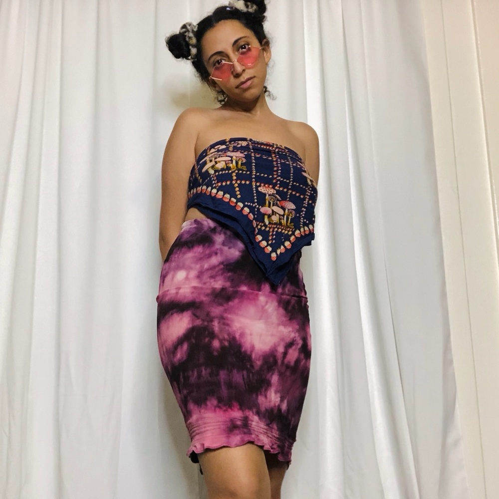 Custom Bleach Dyed Midi Skirt